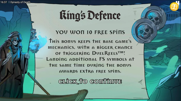 Dynasty of Death - Free Spins King's Defence startar